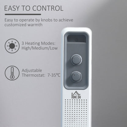 Oil Filled Radiator Portable Heater W/ 7 Fin, 3 Heat Settings, White