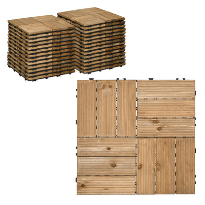 27 Pcs Wooden Decking Tiles, 30x30cm Decking Boards, 2.5㎡, Brown