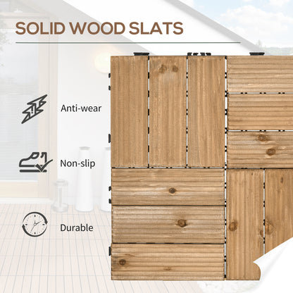27 Pcs Wooden Decking Tiles, 30x30cm Decking Boards, 2.5㎡, Brown