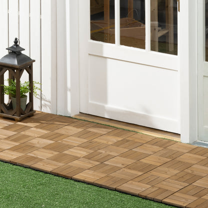 27 Pcs Wooden Decking Tiles, 30x30cm Decking Boards, 2.5㎡, Brown