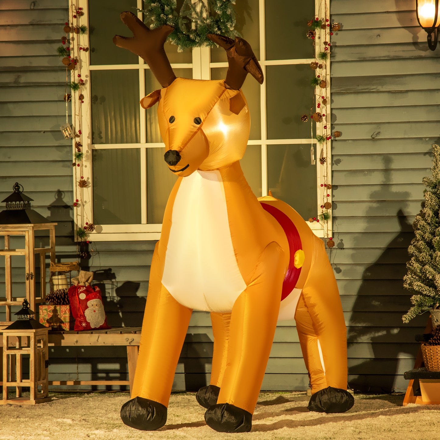 6ft Christmas Inflatable Reindeer Decoration Xmas Indoor Outdoor Lights