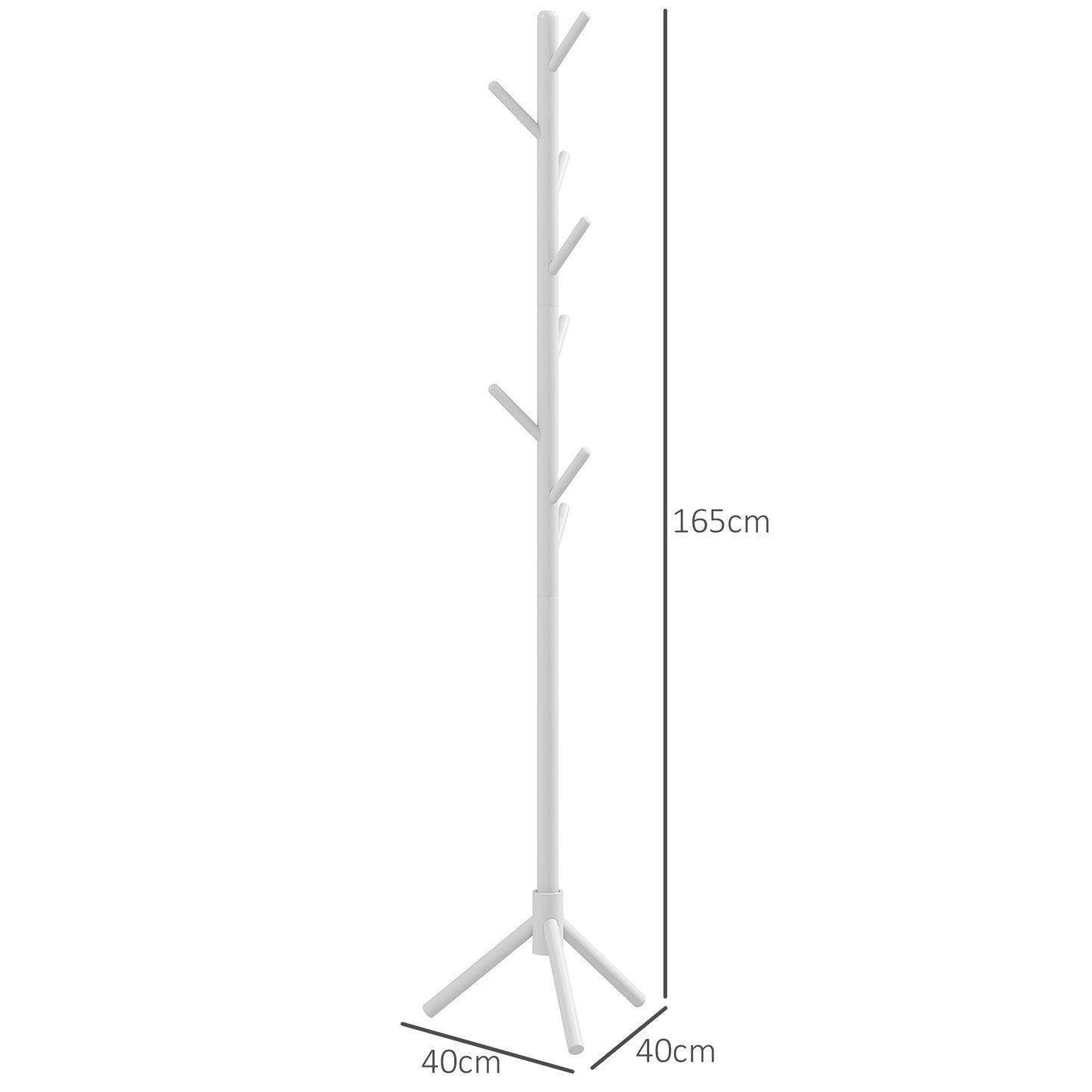 Coat Rack Bamboo Coat Stand with 8 Hooks for Handbags, White