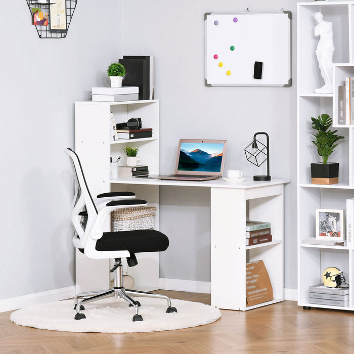 120cm Modern Computer Desk Bookshelf Writing Table Workstation PC Laptop Study Home Office 6 Shelves White