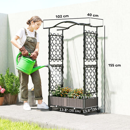 Raised Garden Bed with Arch Trellis, Plastic Raised Bed for Garden