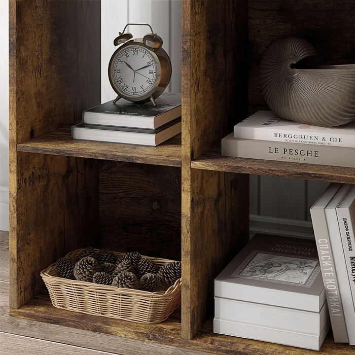 Storage Cabinet Bookcase 6 Cube for Home Office, Rustic Brown