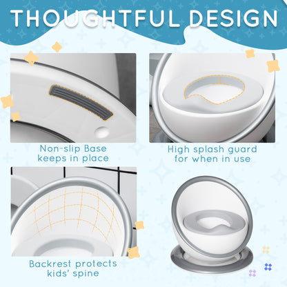 Kids Potty Training Toilet with Brush, Mini Size Training Seat with Removable Inner Pot, Splash Guard, Non-slip Mat, White