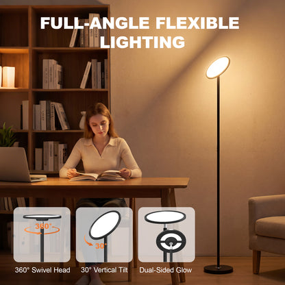 Uplighter Floor Lamp with Tuya App and Music Sync for Bedroom, Black