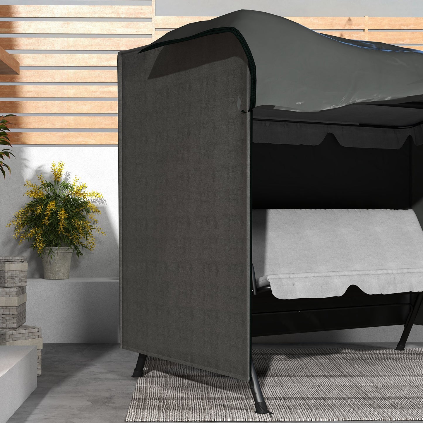 600D Oxford Patio Swing Chair Cover Outdoor Garden Furniture Rain Protection Protector Waterproof Anti-UV Grey 205L x 124W x 164H cm