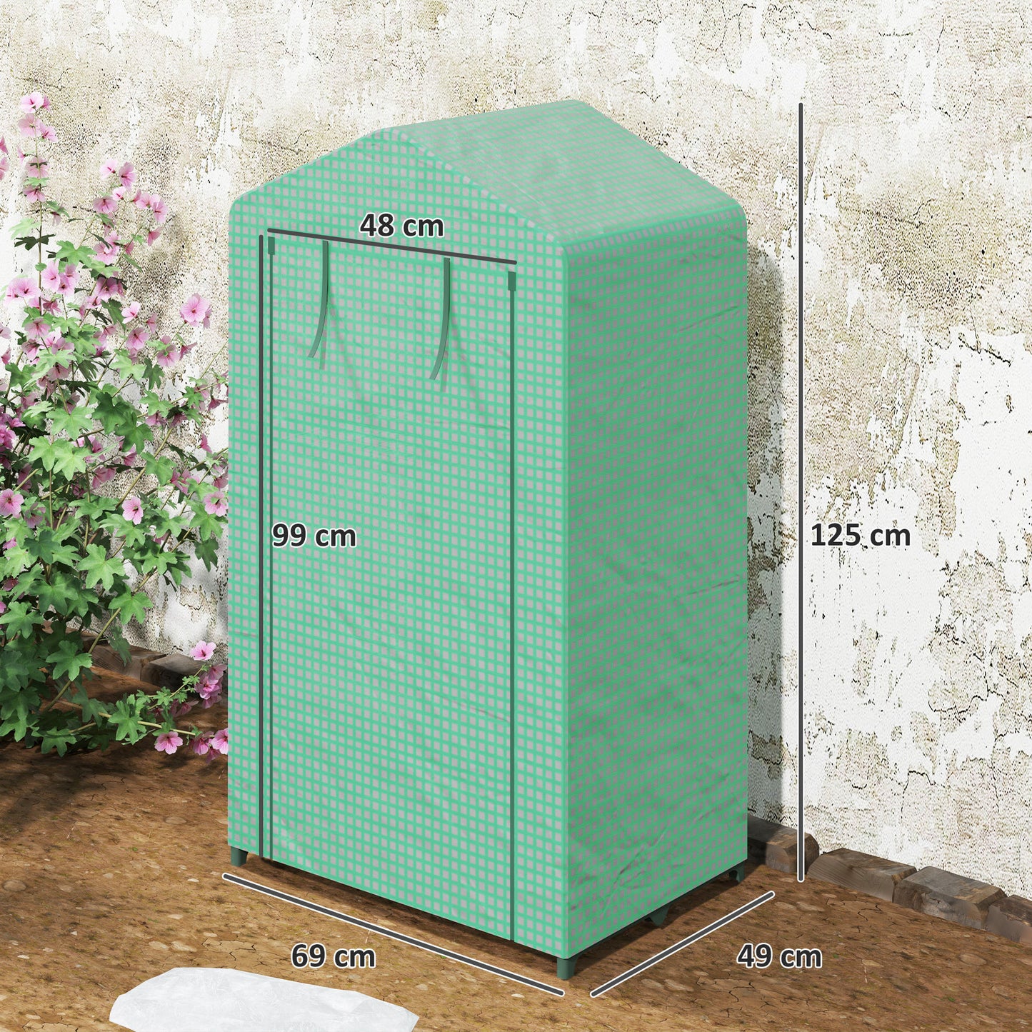 3 Tier Mini Greenhouse Grow House w/ Roll Up Door, Green