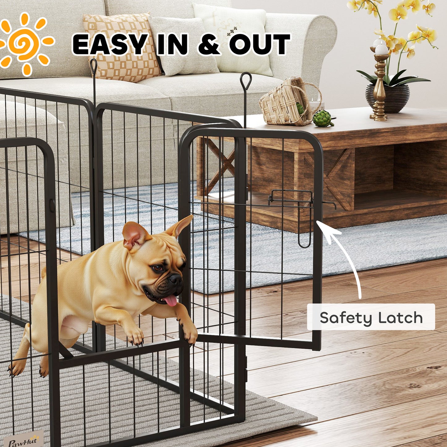 8 Panels Heavy Duty Dog Playpen with Door Indoor Outdoor, 60cm High