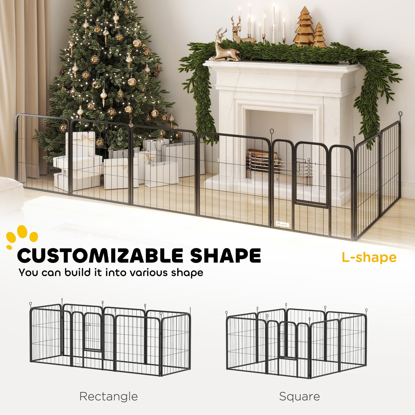 8 Panels Heavy Duty Dog Playpen with Door Indoor Outdoor, 60cm High