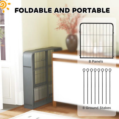 8 Panels Heavy Duty Dog Playpen with Door Indoor Outdoor, 60cm High