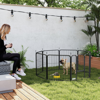 8 Panels Heavy Duty Dog Playpen with Door Indoor Outdoor, 60cm High