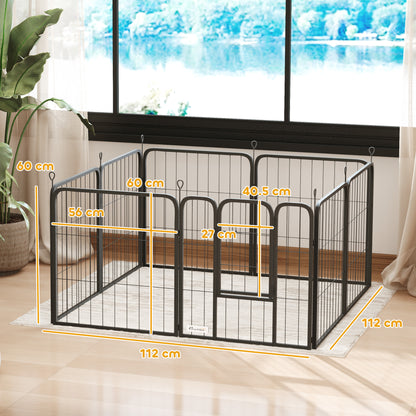 8 Panels Heavy Duty Dog Playpen with Door Indoor Outdoor, 60cm High