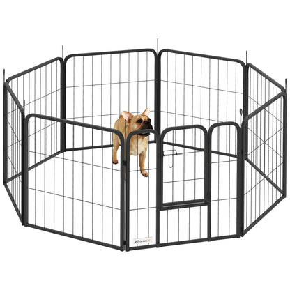 8 Panels Heavy Duty Dog Playpen with Door Indoor Outdoor, 60cm High
