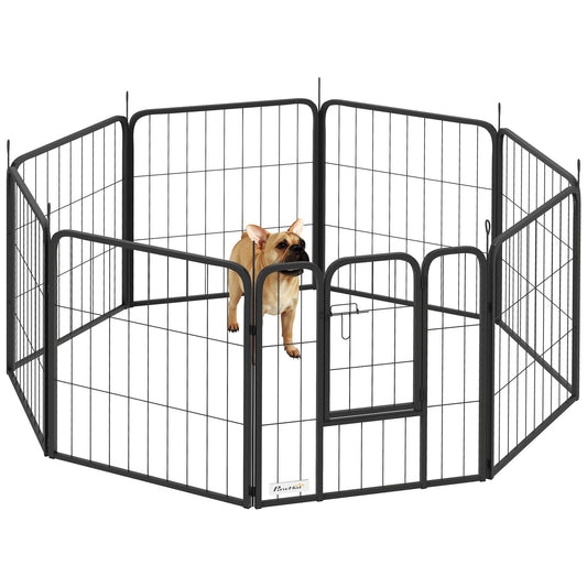 8 Panels Heavy Duty Dog Playpen with Door Indoor Outdoor, 60cm High