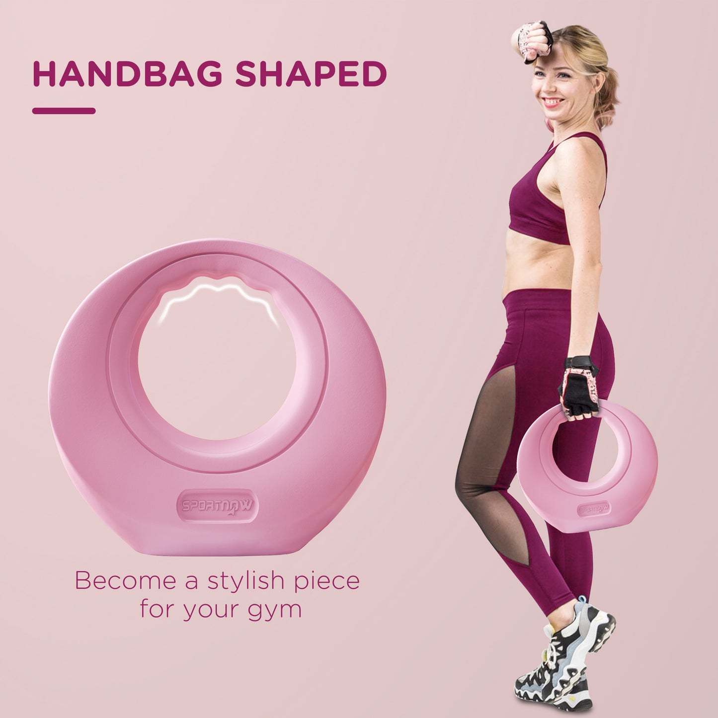 12kg Kettlebell for Weight Lifting and Strength Training, Pink