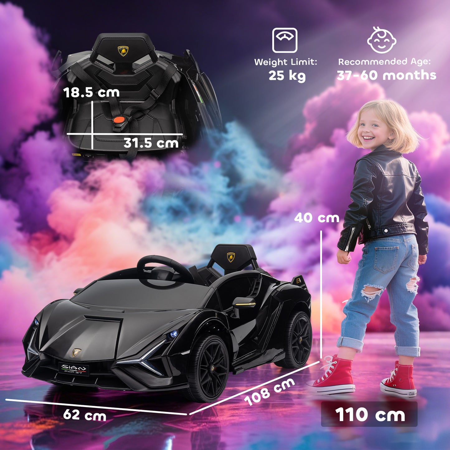 Lamborghini SIAN 12V Electric Car for Kids w/ Remote Control
