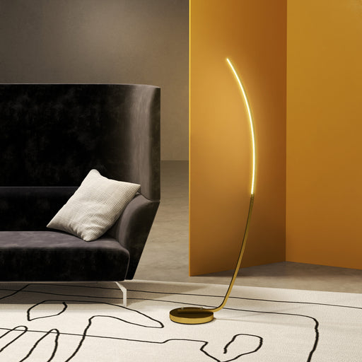 Floor Lamp with LED Strip, Standing Lamp for Living Room, Gold Tone