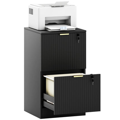Filing Cabinet, File Cabinet with 2 Lockable Drawers and Hanging Rails