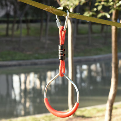 Obstacle Course Kids Slackline w/ Rings Bars Fist Swing Climbing Rope