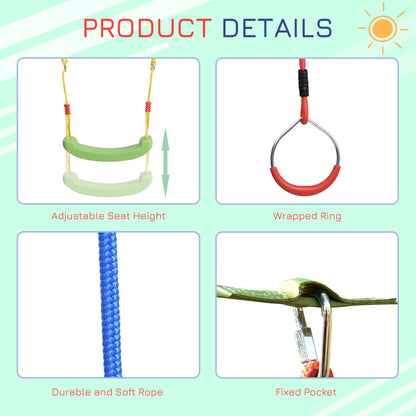 Obstacle Course Kids Slackline w/ Rings Bars Fist Swing Climbing Rope