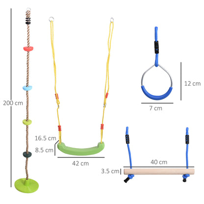 Obstacle Course Kids Slackline w/ Rings Bars Fist Swing Climbing Rope