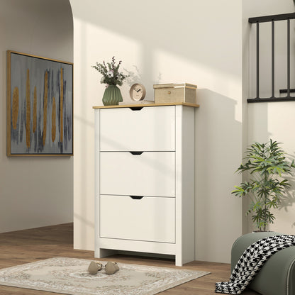 18-Shoe Storage Cabinet 6 Shelves 3 Drawers Tabletop High Gloss White