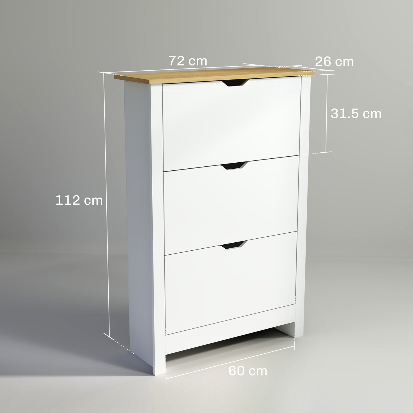 18-Shoe Storage Cabinet 6 Shelves 3 Drawers Tabletop High Gloss White
