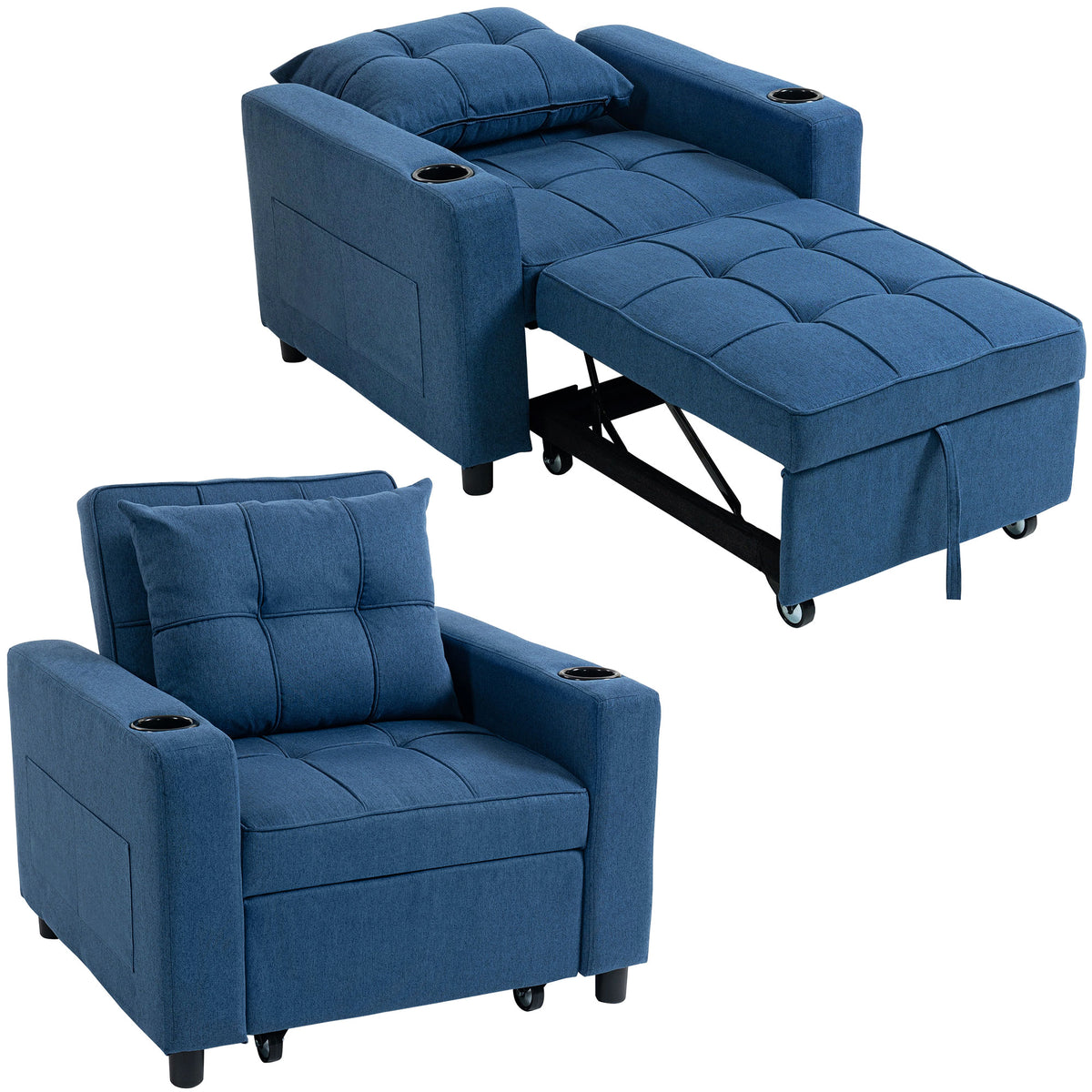 3-in-1 Sofa Bed, Convertible Sleeper Chair with Adjustable Backrest