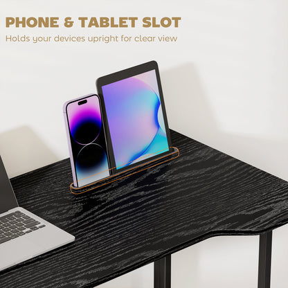 Small Writing Desk with Wheels, Folding Study Table, Black