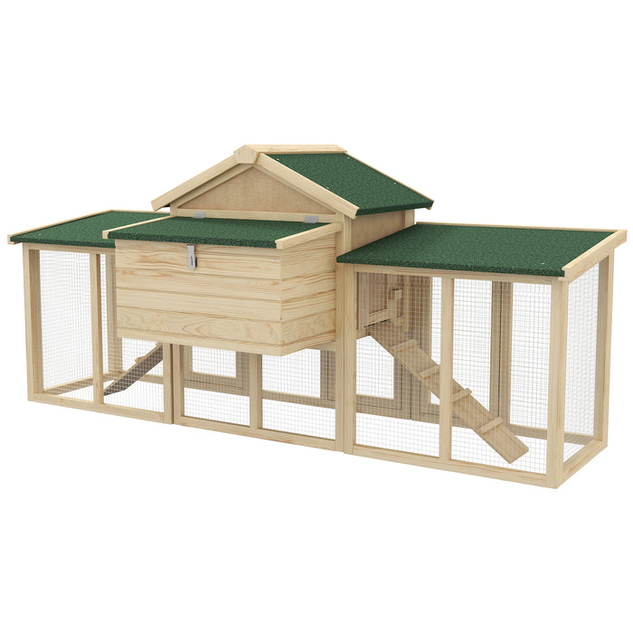 Wood Chicken Coop Hens Cage Poultry House with Nesting Boxes Run