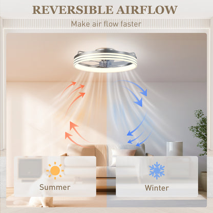Ceiling Fan with Light and & App Control, 6 Speed, 50 cm, Silver