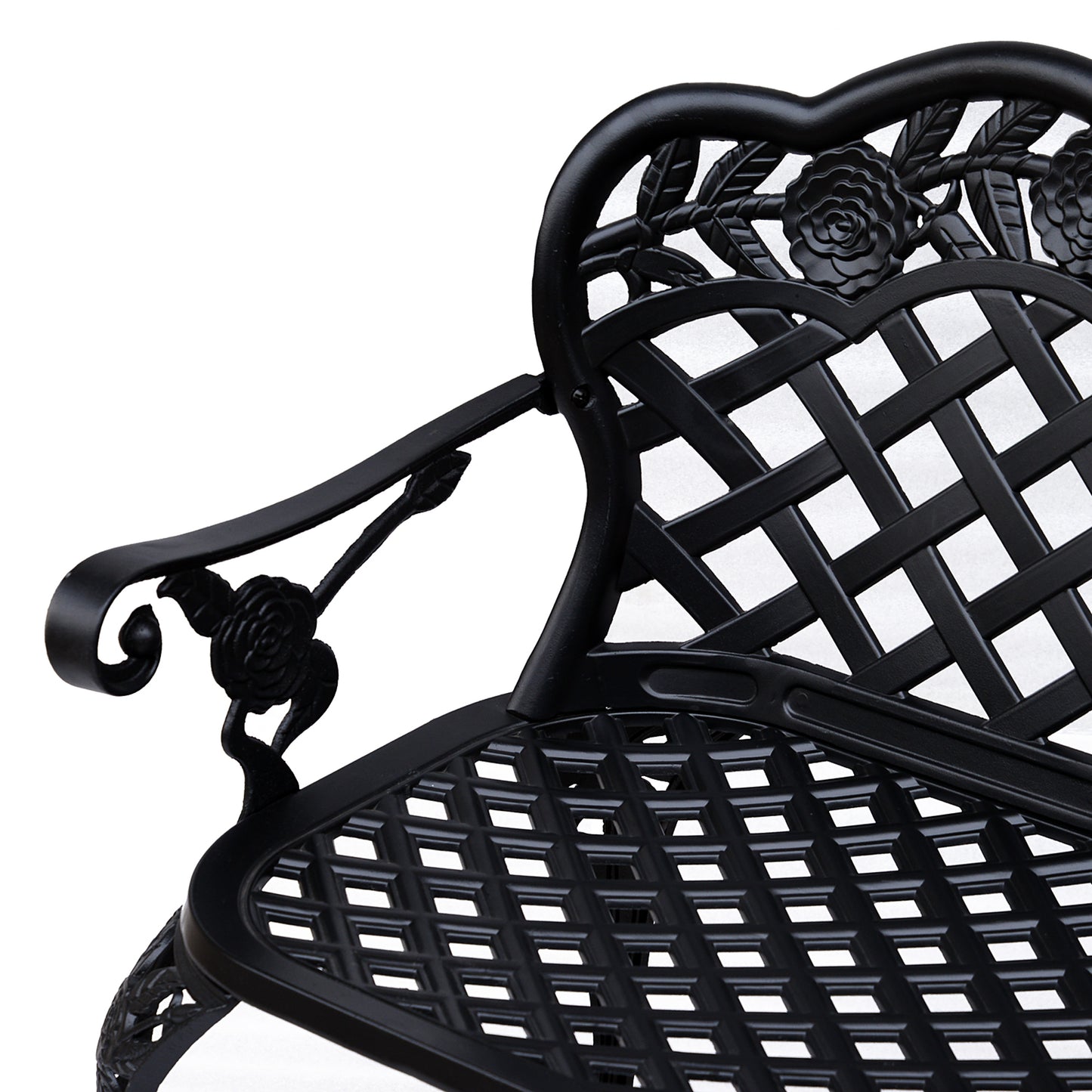 Garden Bench Park Chair Cast Aluminium Outdoor 2-seater Outdoor Black