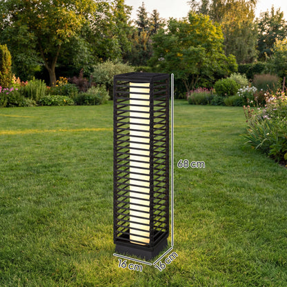 Garden Rattan Lamp, 68 cm Solar Rattan Floor Lamp with Auto On/Off