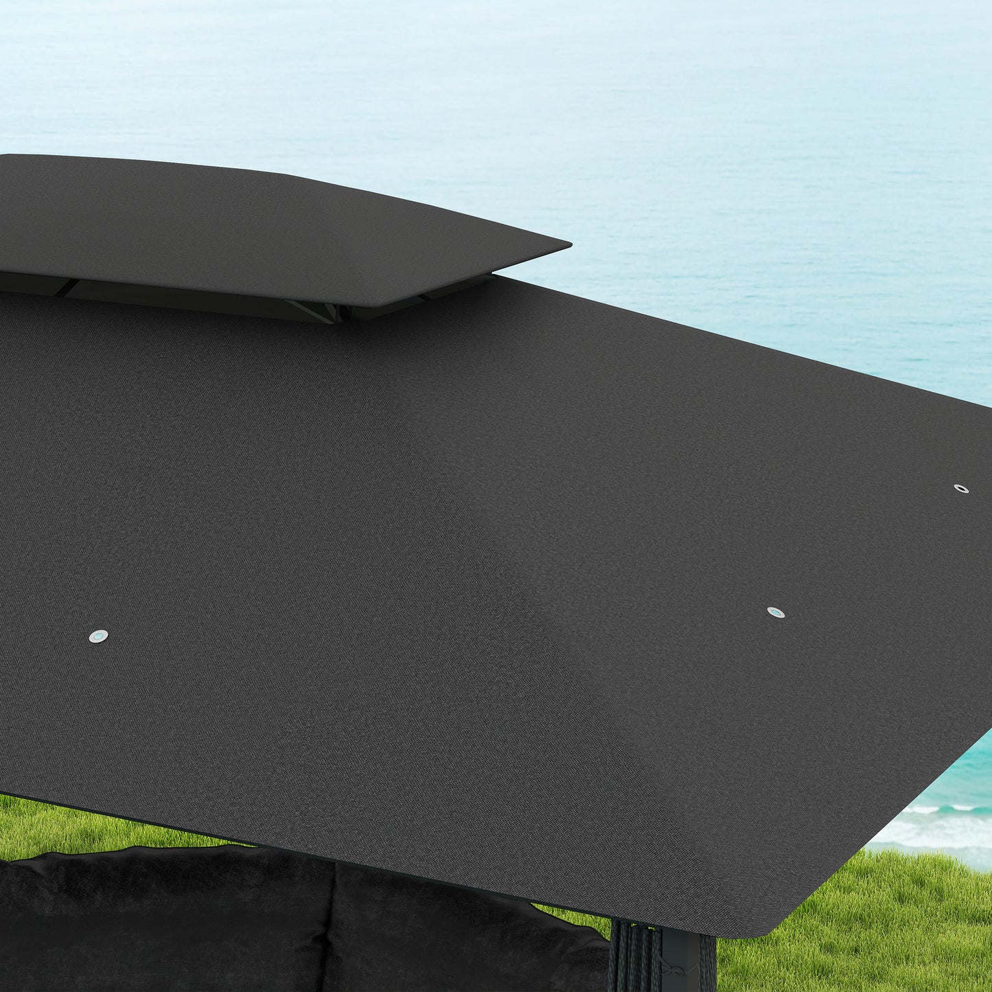 4m x 3(m) Outdoor 2-Tier Steel Frame Gazebo w/ Curtains Outdoor Garden