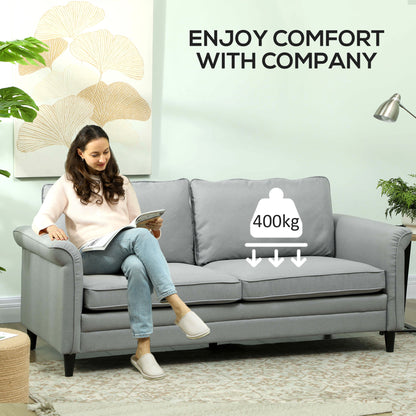 Modern 3 Seater Sofa for Living Room, Fabric Couch Settee, Grey