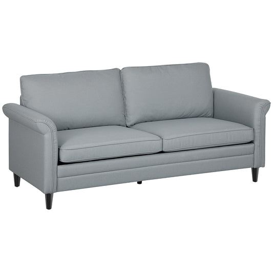 Modern 3 Seater Sofa for Living Room, Fabric Couch Settee, Grey