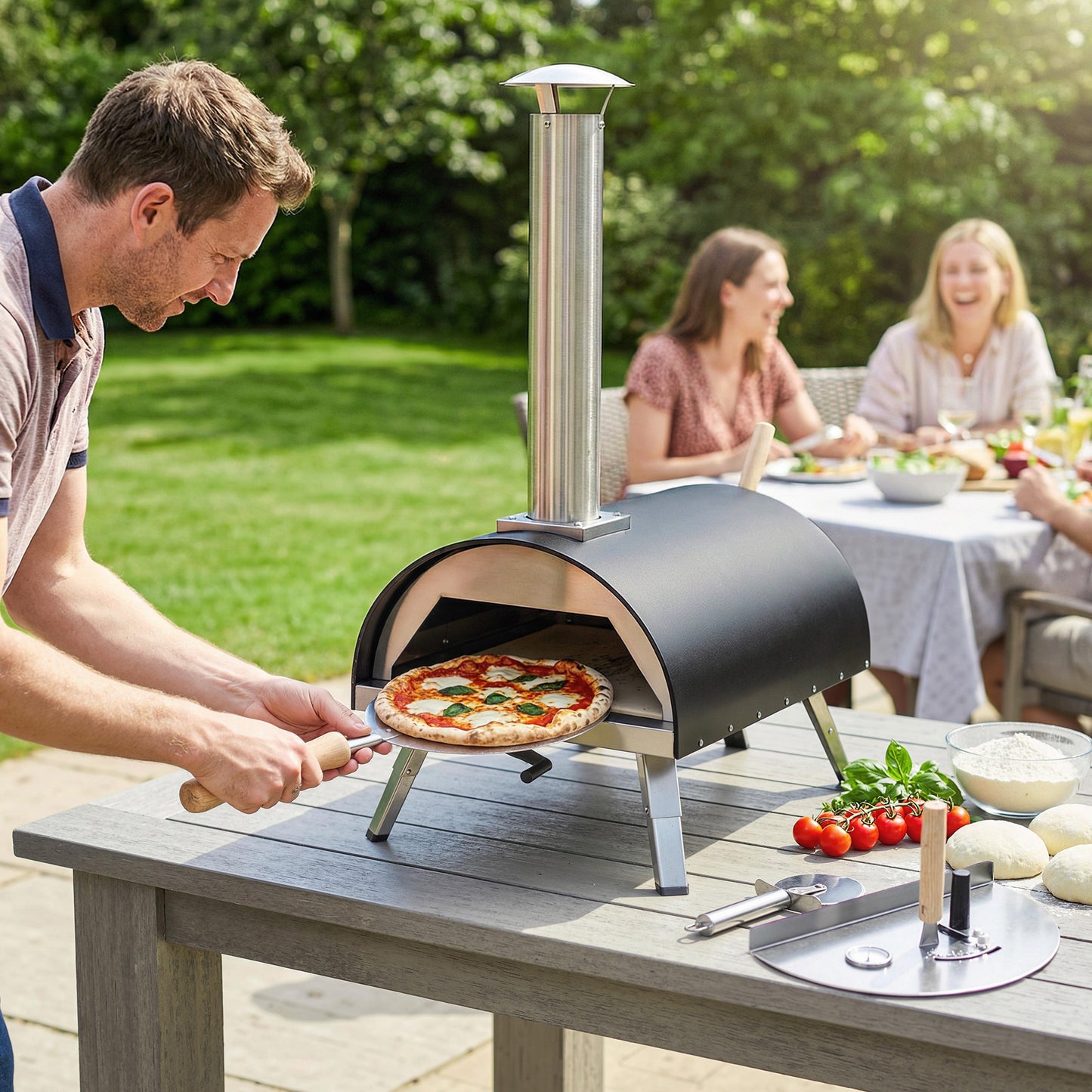 Outdoor Pizza Oven Portable w/ 12" Rotating Stone
