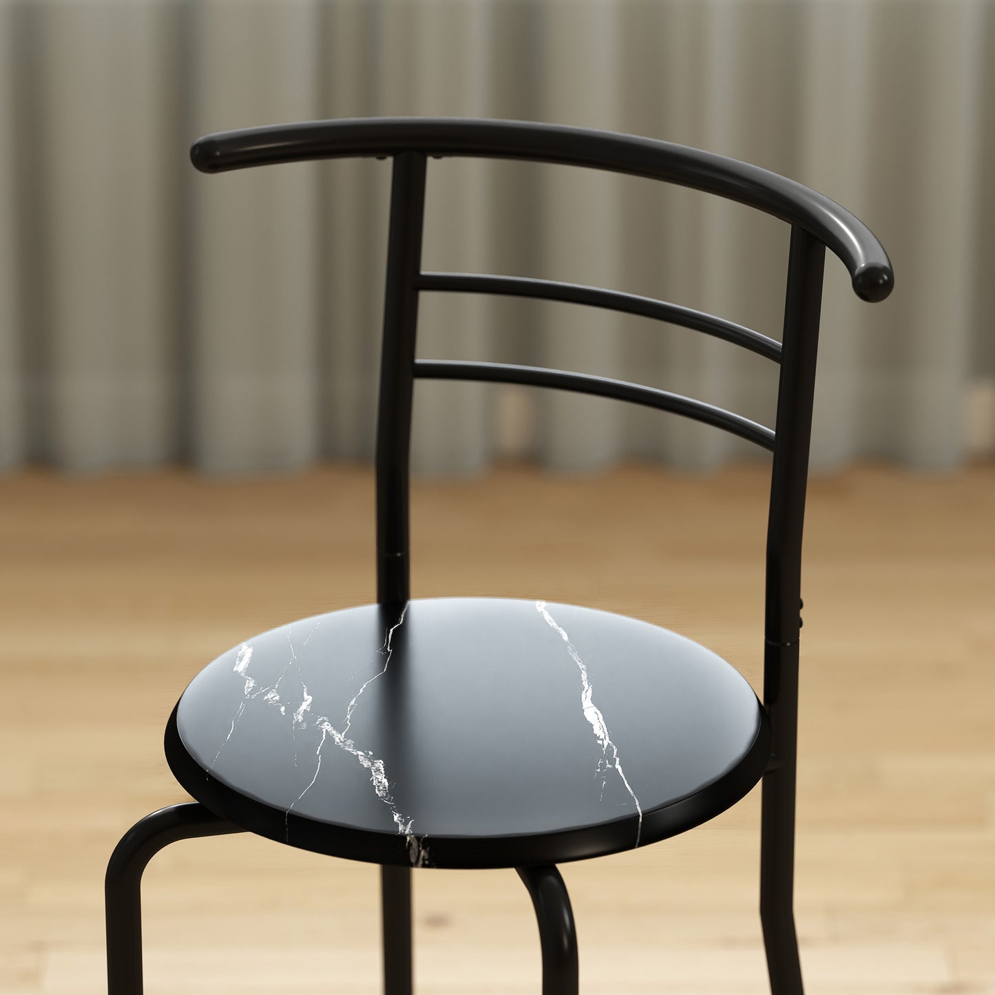 Breakfast Bar Table and Stools Set, Dining Room Set with Shelf, Black