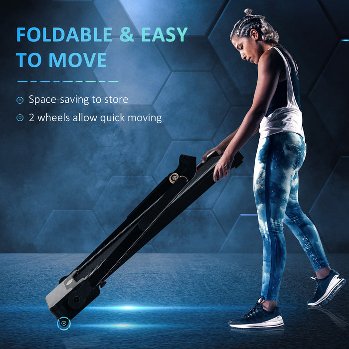 Running Treadmill - 600W Foldable Steel Motorised Treadmill Black