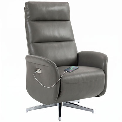 Recliner Armchair, Swivel Recliner with Type C+USB, Dark Grey