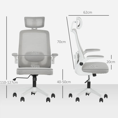 Executive Mesh Office Chair with Headrest, Lumbar Support, Grey