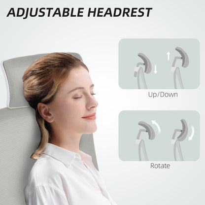 Executive Mesh Office Chair with Headrest, Lumbar Support, Grey