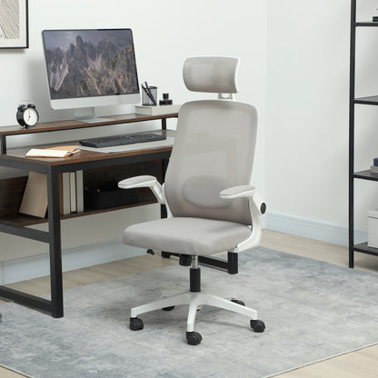 Executive Mesh Office Chair with Headrest, Lumbar Support, Grey