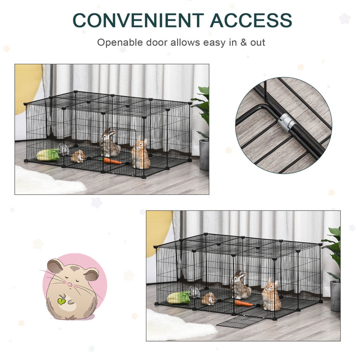 Pet Playpen DIY Small Animal Cage Metal Fence with Door, 22 Pieces, for Bunny Chinchilla Hedgehog Guinea Pig