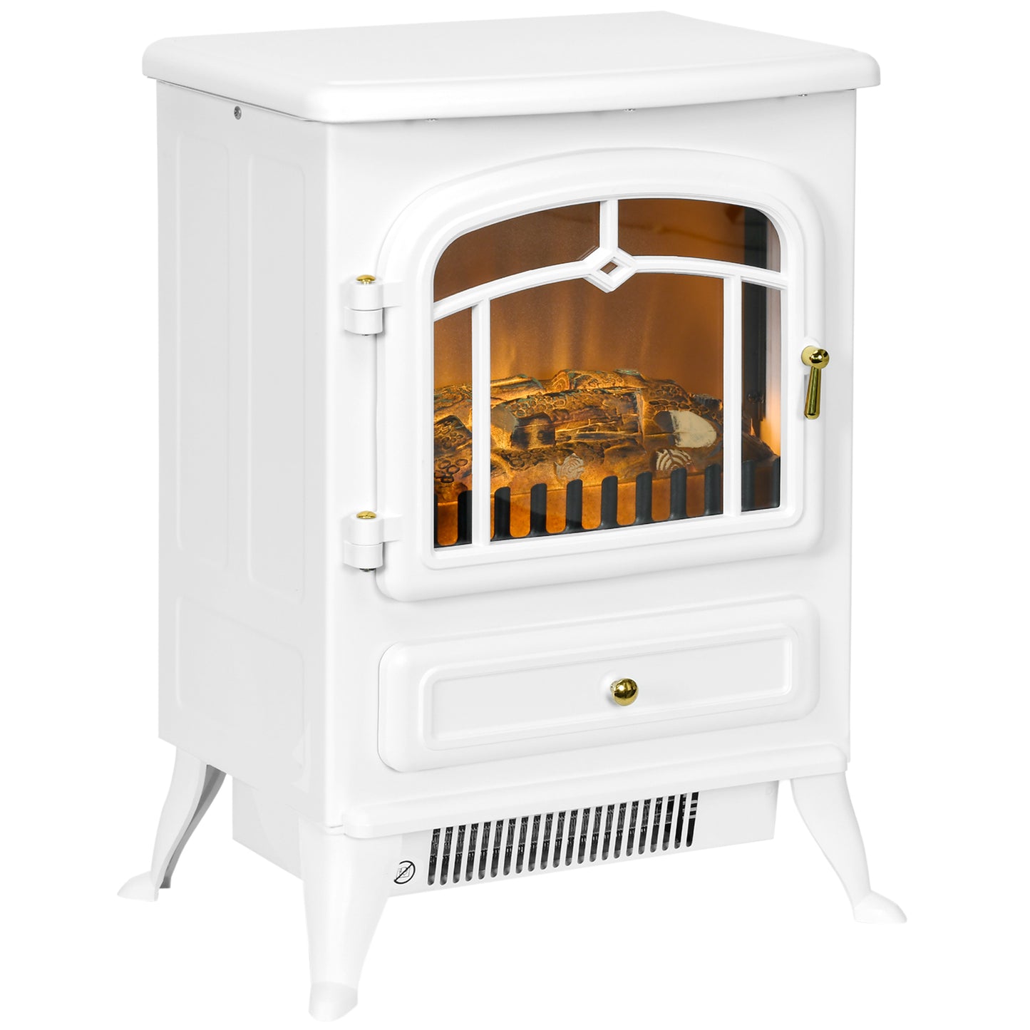 Fireplace Stove Heater Log Burning Flame Electric 1000/2000W White