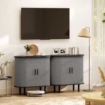 Modern Sideboard with 2 Sliding Doors Tambour Kitchen Cupboard Grey