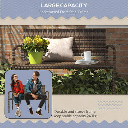 Patio Rattan 2 Seater Garden Bench Love Seat Garden Armchair Brown