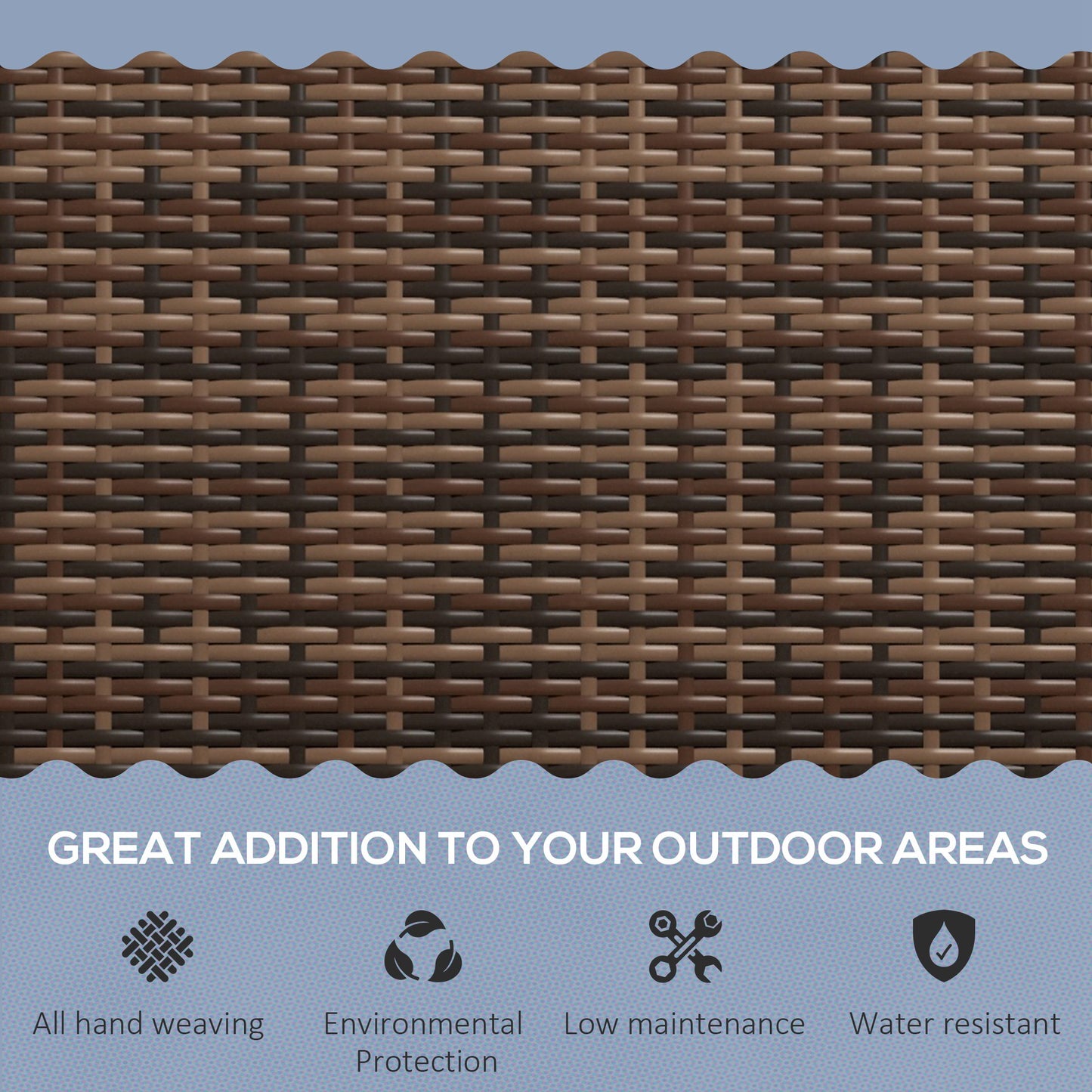 Patio Rattan 2 Seater Garden Bench Love Seat Garden Armchair Brown